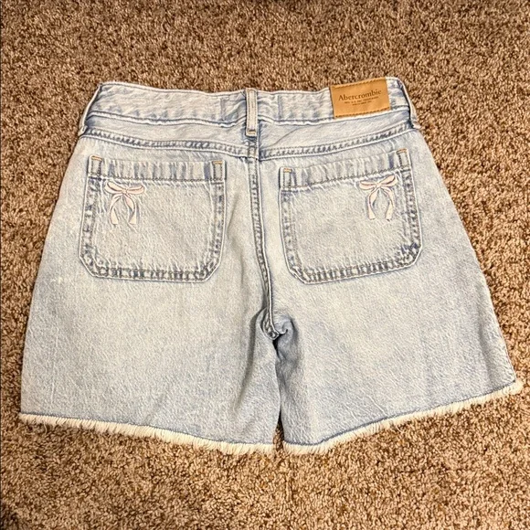 abercrombie kids Light Blue Denim Frayed Hem Shorts - Picture 2 of 3